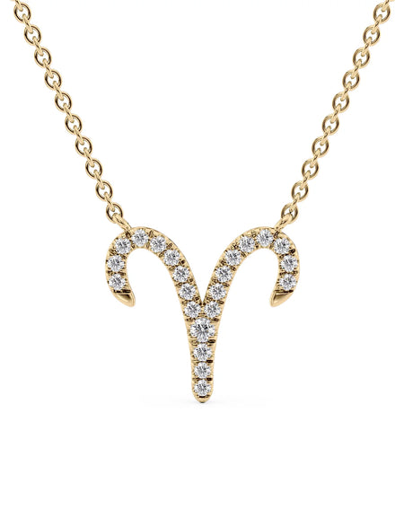 14k Yellow Gold Aries Diamond Zodiac Pendant