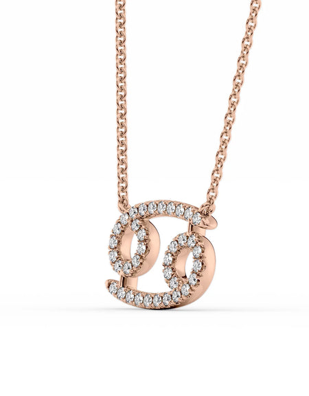 14k Rose Gold Cancer Diamond Zodiac Pendant