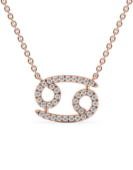14k Rose Gold Cancer Diamond Zodiac Pendant