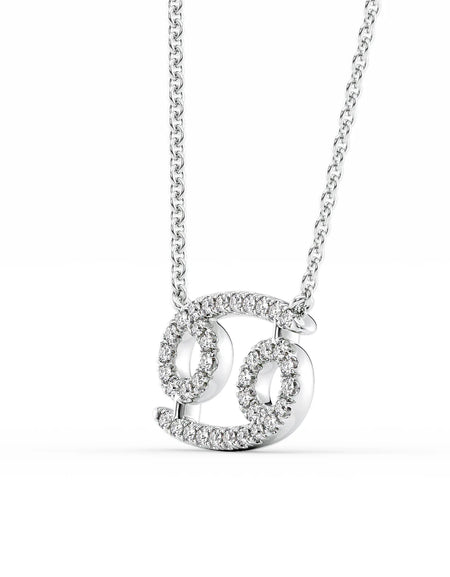 14k White Gold Cancer Diamond Zodiac Pendant