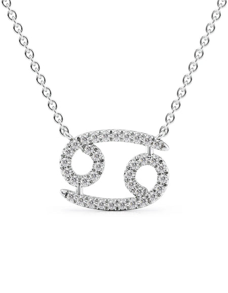 14k White Gold Cancer Diamond Zodiac Pendant