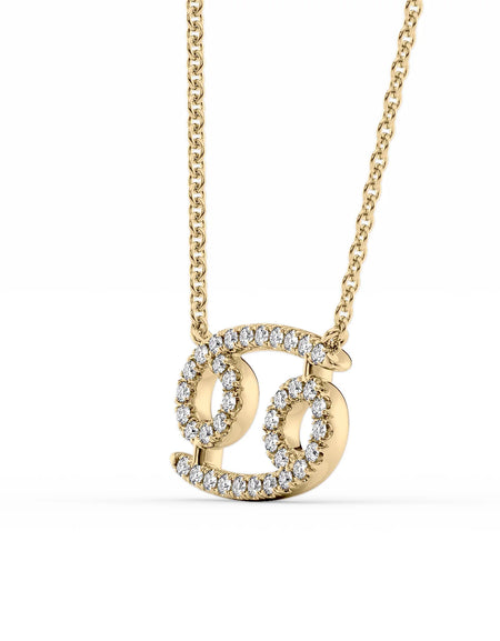 14k Yellow Gold Cancer Diamond Zodiac Pendant