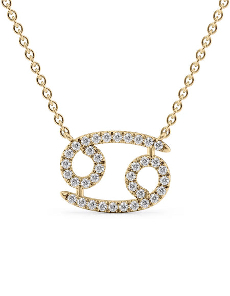 14k Yellow Gold Cancer Diamond Zodiac Pendant
