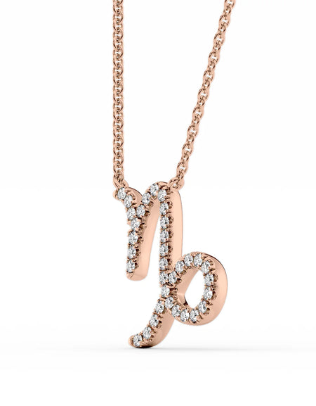 14k Rose Gold Capricorn Diamond Zodiac Pendant