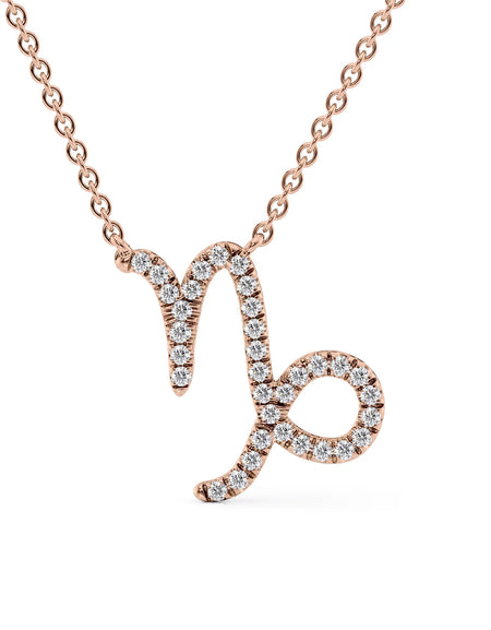 14k Rose Gold Capricorn Diamond Zodiac Pendant
