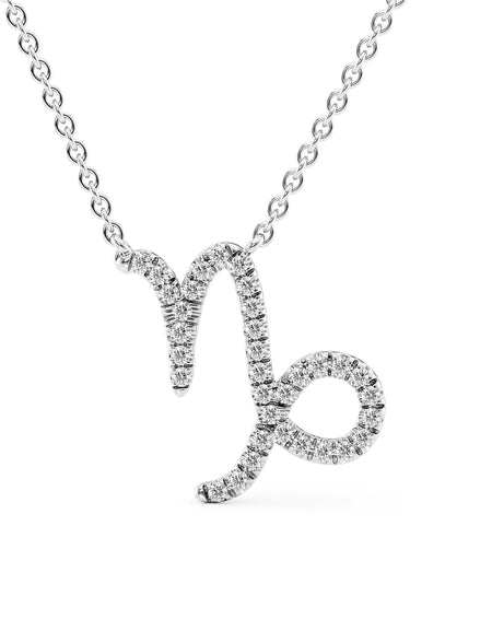 14k White Gold Capricorn Diamond Zodiac Pendant