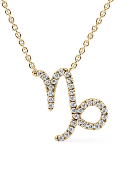 14k Yellow Gold Capricorn Diamond Zodiac Pendant