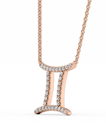 14k Rose Gold Gemini Diamond Zodiac Pendant