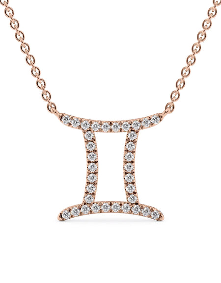 14k Rose Gold Gemini Diamond Zodiac Pendant