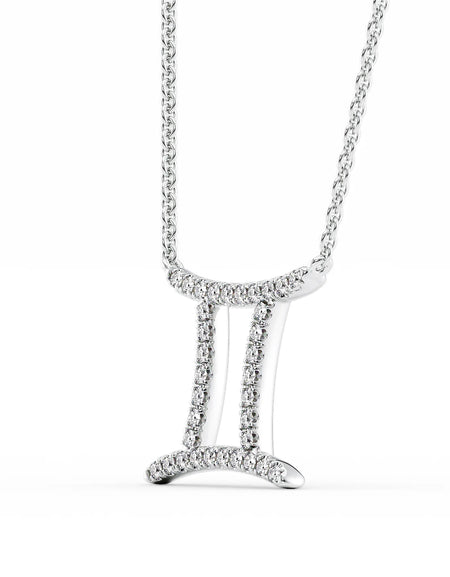 14k White Gold Gemini Diamond Zodiac Pendant
