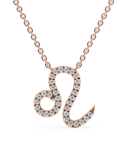 14k Rose Gold Leo Diamond Zodiac Pendant