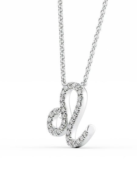 14k White Gold Leo Diamond Zodiac Pendant
