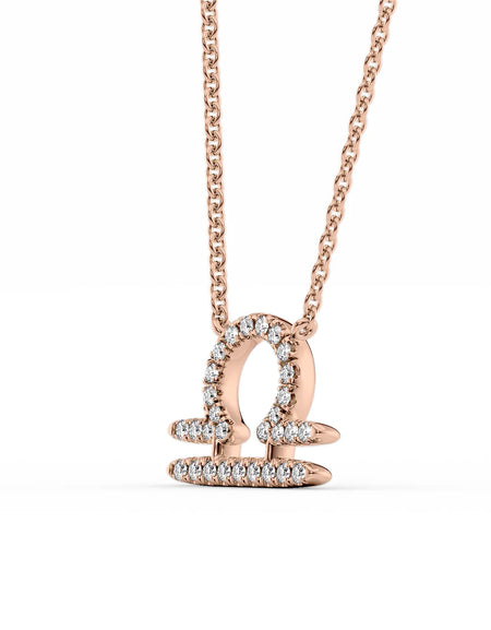 14k Rose Gold Libra Diamond Zodiac Pendant