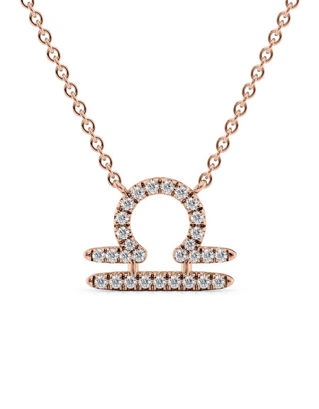 14k Rose Gold Libra Diamond Zodiac Pendant