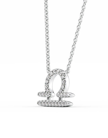 14k White Gold Libra Diamond Zodiac Pendant