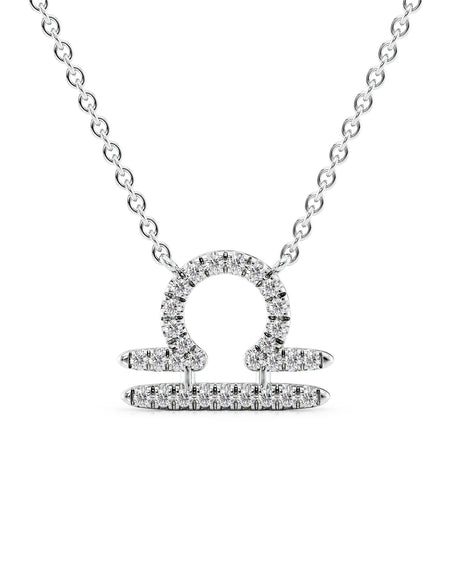 14k White Gold Libra Diamond Zodiac Pendant