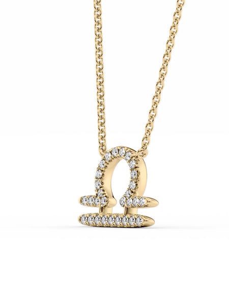 14k Yellow Gold Libra Diamond Zodiac Pendant