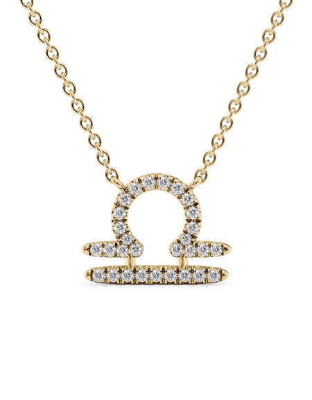 14k Yellow Gold Libra Diamond Zodiac Pendant