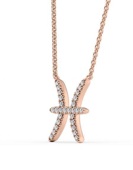 14k Rose Gold Pisces Diamond Zodiac Pendant