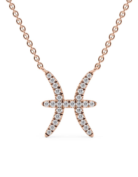 14k Rose Gold Pisces Diamond Zodiac Pendant