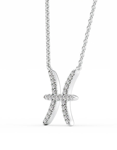 14k White Gold Pisces Diamond Zodiac Pendant