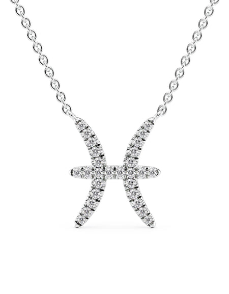 14k White Gold Pisces Diamond Zodiac Pendant
