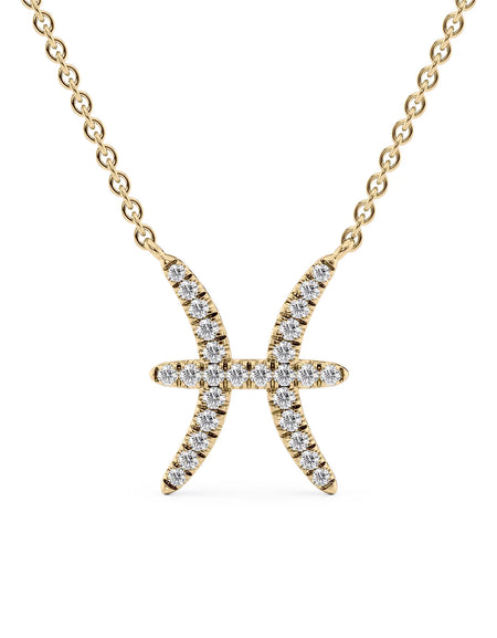 14k Yellow Gold Pisces Diamond Zodiac Pendant