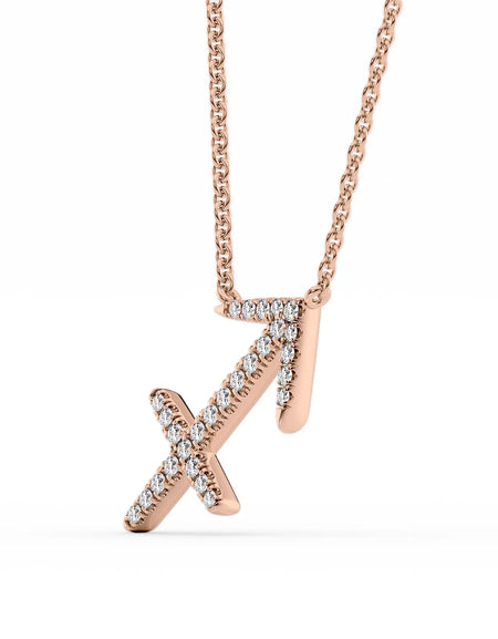 14k Rose Gold Sagittarius Diamond Zodiac Pendant