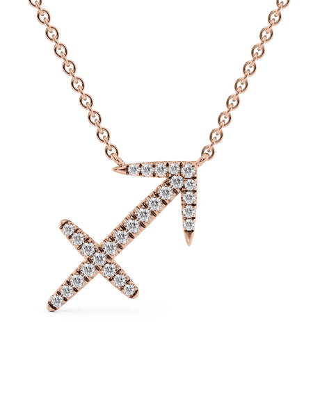 14k Rose Gold Sagittarius Diamond Zodiac Pendant