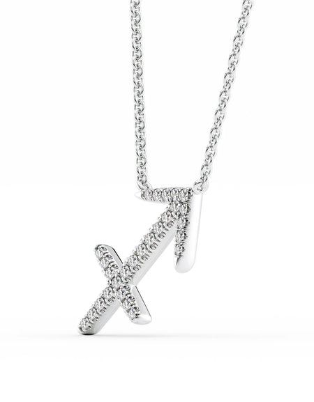 14k White Gold Sagittarius Diamond Zodiac Pendant