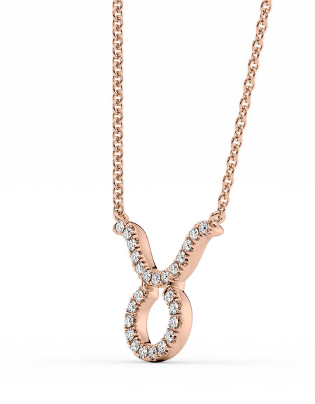14k Rose Gold Taurus Diamond Zodiac Pendant