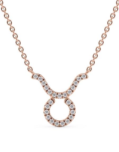 14k Rose Gold Taurus Diamond Zodiac Pendant
