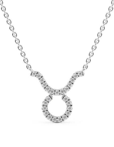 14k White Gold Taurus Diamond Zodiac Pendant