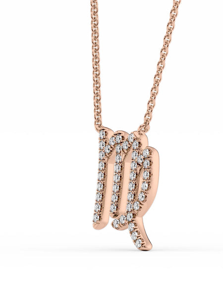 14k Rose Gold Virgo Diamond Zodiac Pendant