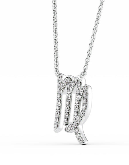 14k White Gold Virgo Diamond Zodiac Pendant