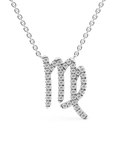 14k White Gold Virgo Diamond Zodiac Pendant