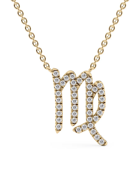 14k Yellow Gold Virgo Diamond Zodiac Pendant
