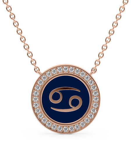 14k Rose Gold Blue Cancer Disk Pendant