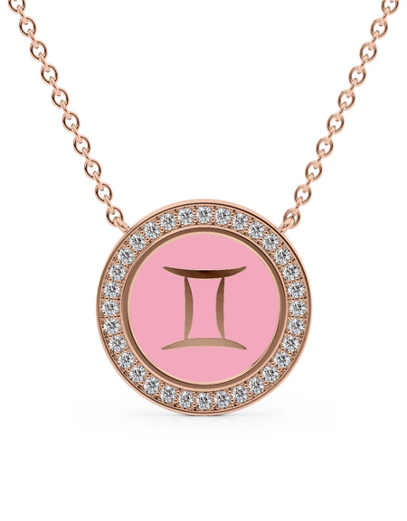 14k Rose Gold Pink Gemini Disk Pendant