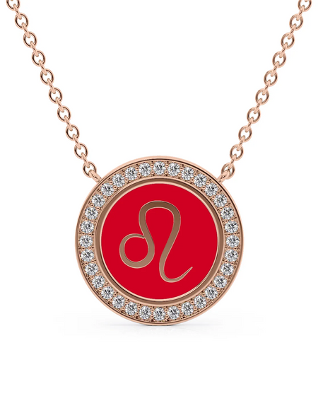 14k Rose Gold Red Leo Disk Pendant