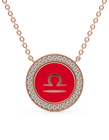 14k Rose Gold Red Libra Disk Pendant