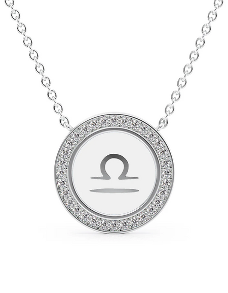 14k White Gold White Libra Disk Pendant