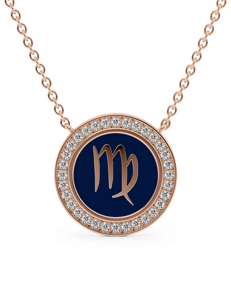 14k Rose Gold Blue Virgo Disk Pendant
