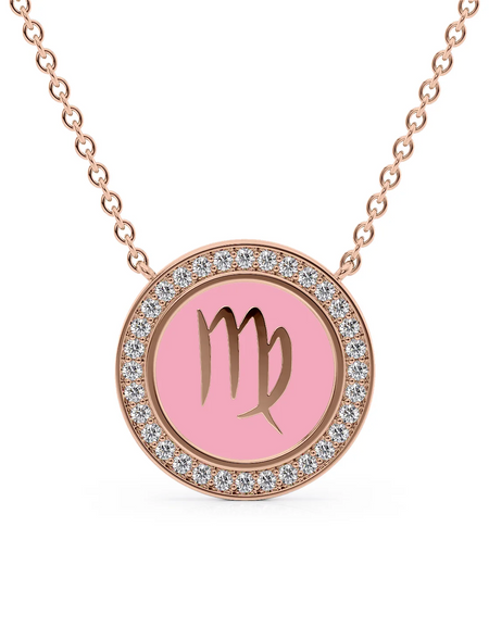 14k Rose Gold Pink Virgo Disk Pendant