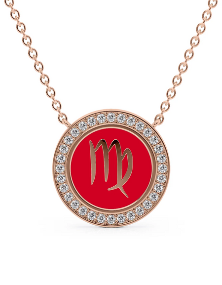 14k Rose Gold Red Virgo Disk Pendant