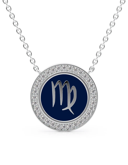 14k White Gold Blue Virgo Disk Pendant
