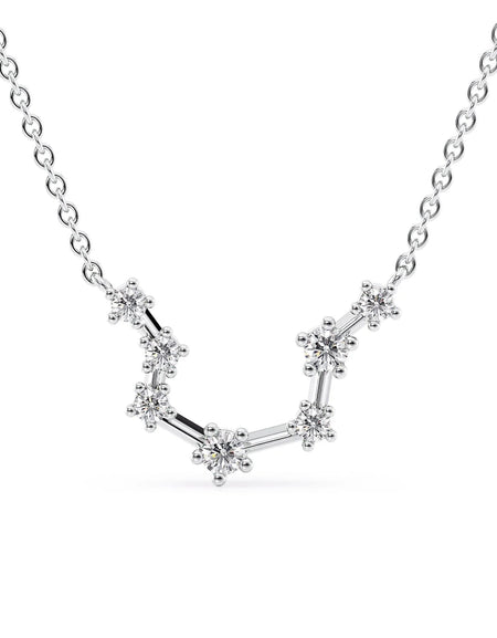 14k White Gold Aquarius Zodiac Constellation Pendant