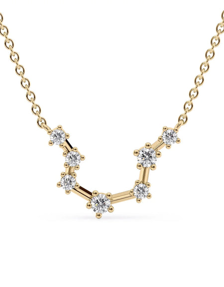 14k Yellow Gold Aquarius Zodiac Constellation Pendant