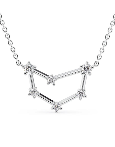 14k White Gold Capricorn Zodiac Constellation Pendant