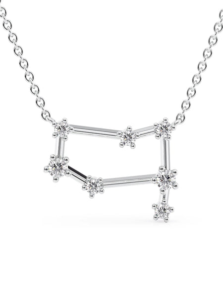 14k White Gold Gemini Zodiac Constellation Pendant